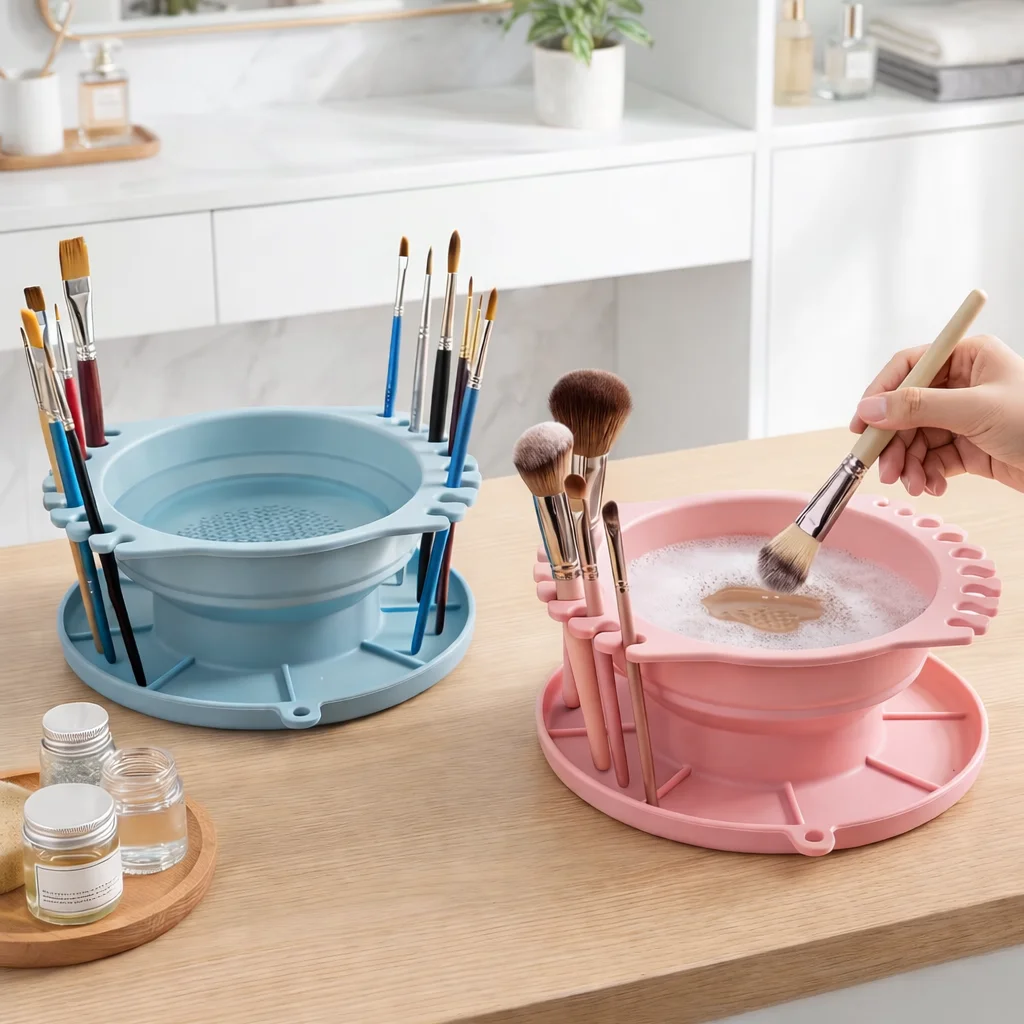 Limpiador Plegable de Silicona para Brochas de Maquillaje y Artísticas